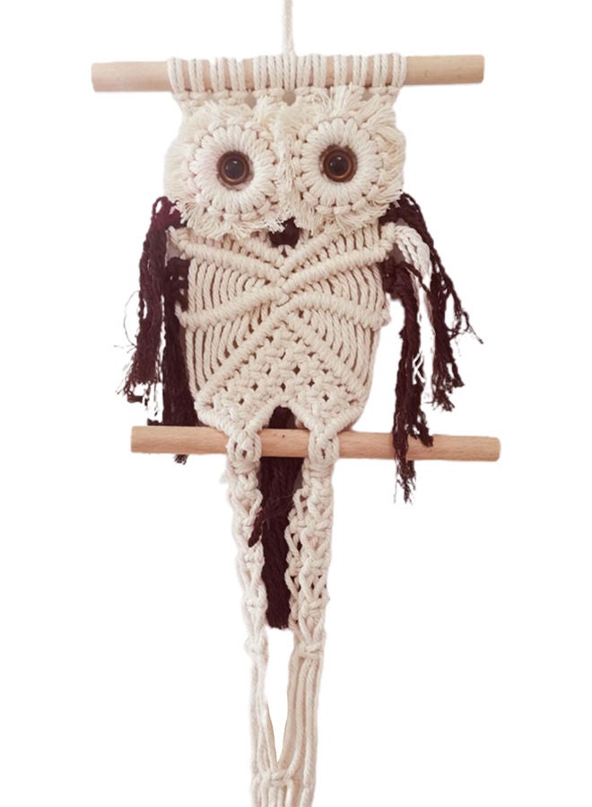 Owl Decor Bohemian Ornament White/Red 20.5x10x3cm