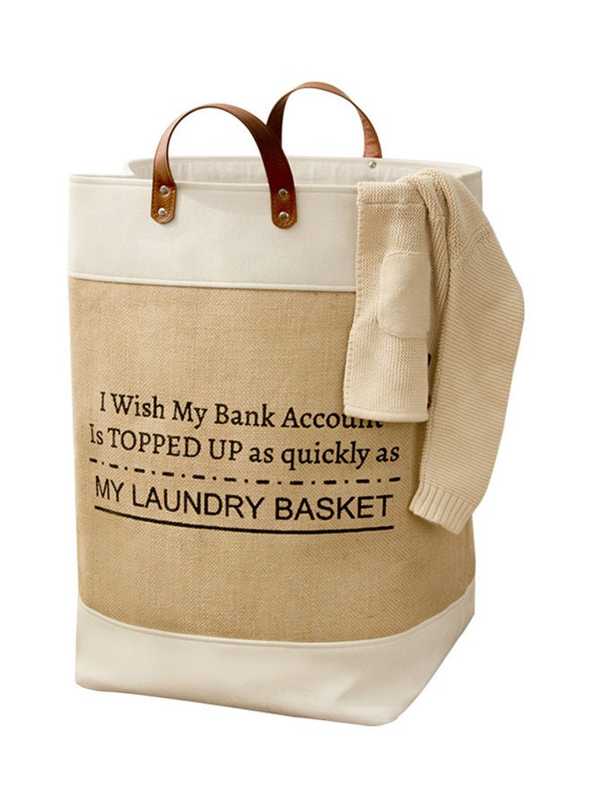 Lightweight Eco-Friendly Faux Leather Laundry Bag Brown  - Image 1