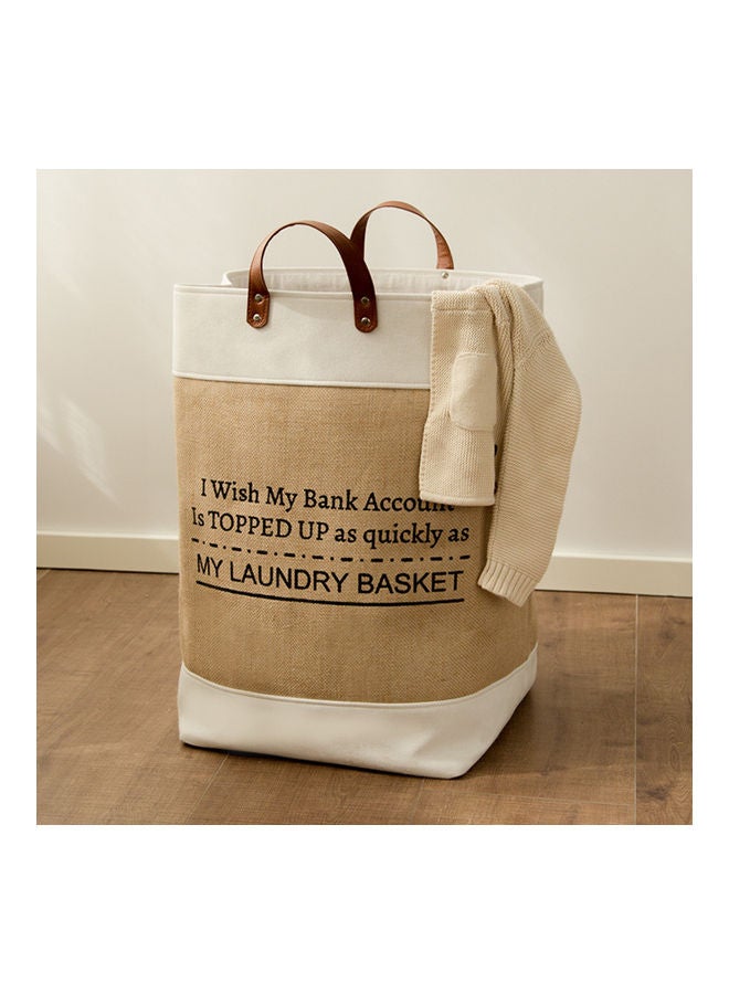 Lightweight Eco-Friendly Faux Leather Laundry Bag Brown  - Image 2
