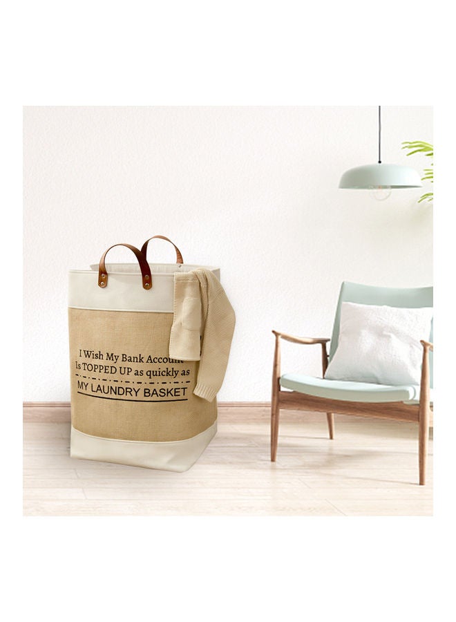 Lightweight Eco-Friendly Faux Leather Laundry Bag Brown  - Image 3