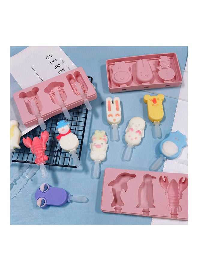 Non Stick Low Temperature Resistance Silicone Ice Cream Mould Pink 176x89x19mm - Image 1