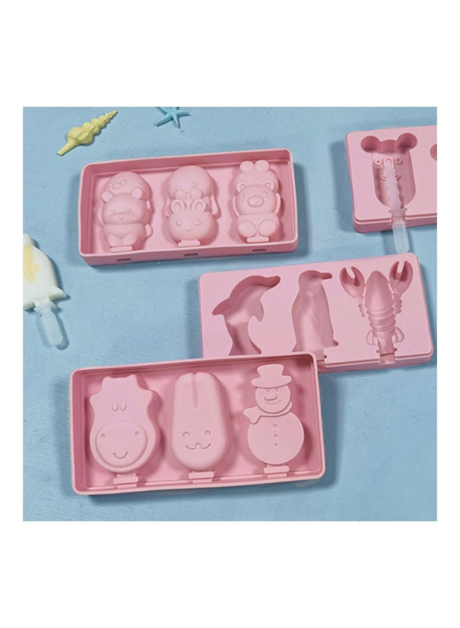 Non Stick Low Temperature Resistance Silicone Ice Cream Mould Pink 176x89x19mm - Image 3