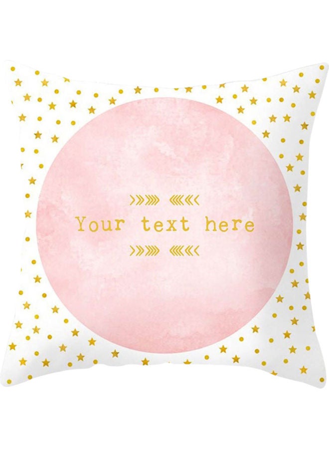 Printed Cushion Cover White/Pink/Gold 45x45cm