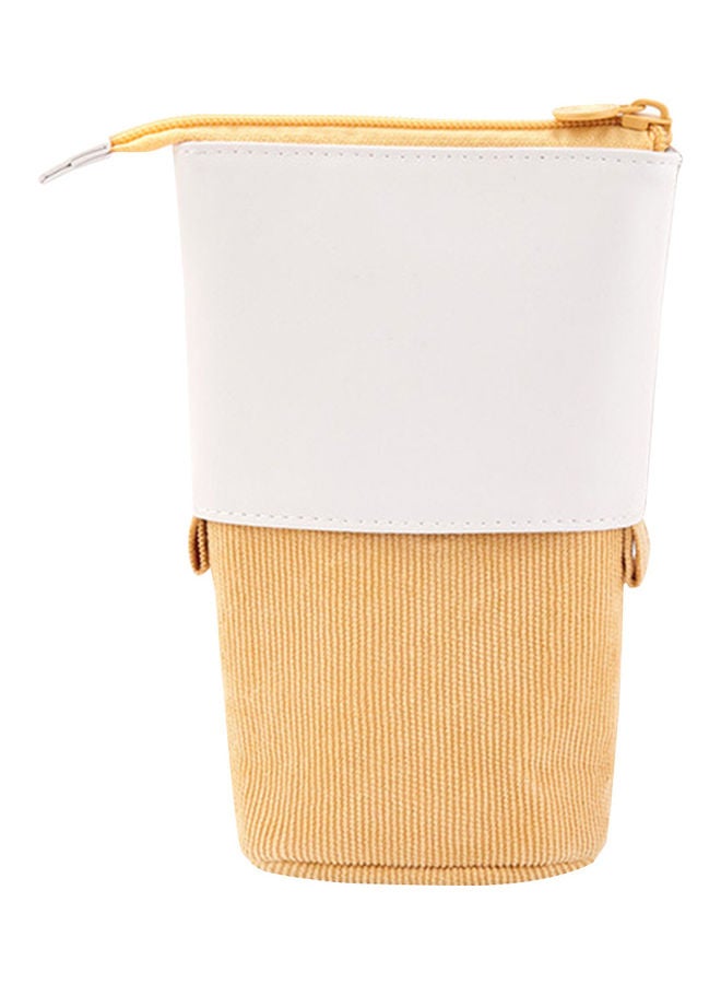 Retractable Pencil Case Yellow/White - Image 1