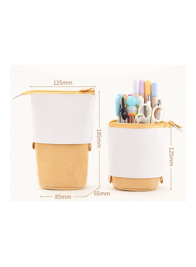 Retractable Pencil Case Yellow/White - Image 2