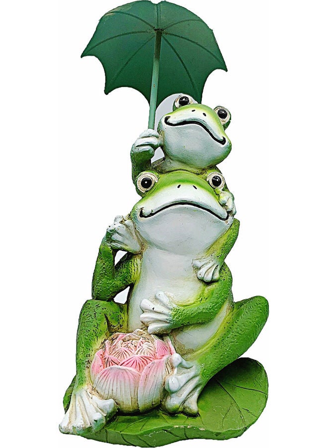Frog Vitality With Lotus Leaf Figurine For Decoration Multicolour  - Image 1