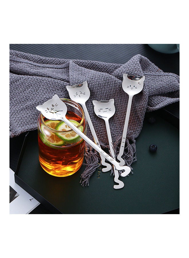 Non-stick Stainless Steel Creative Cat Shape Spoon Silver 