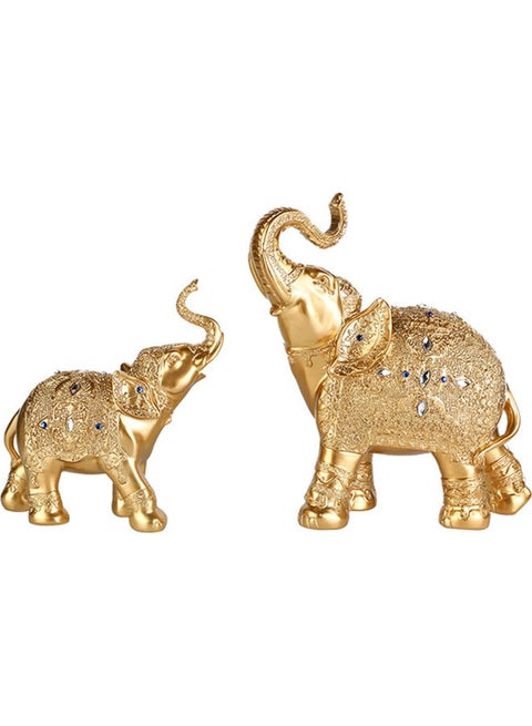 2-Piece Elephant Statues Set Gold