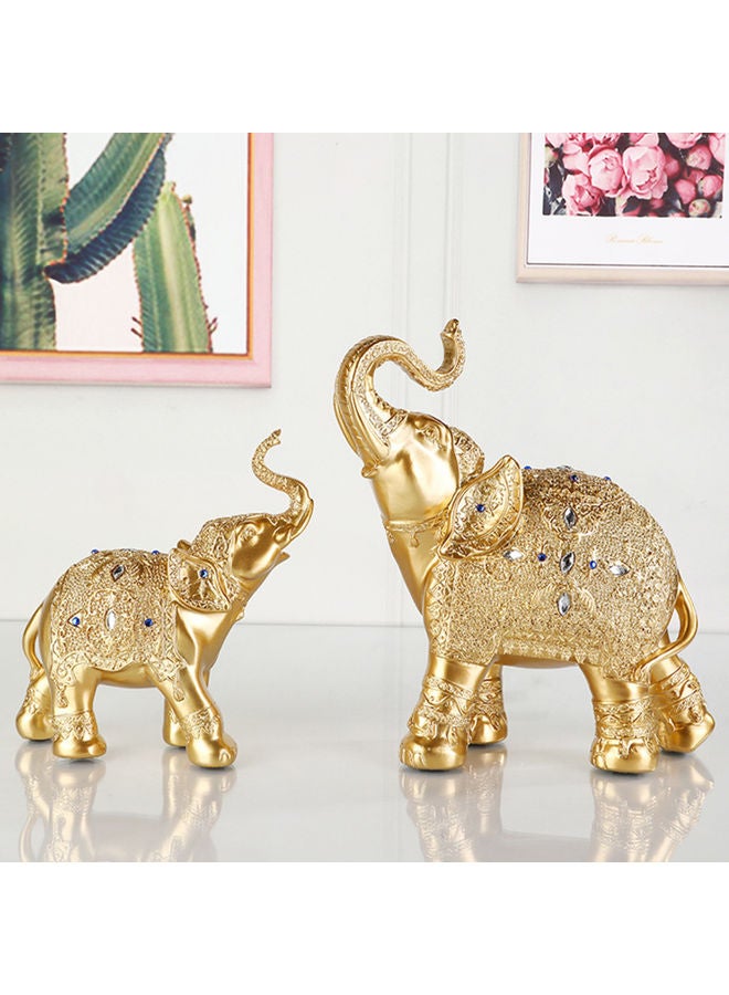 Generic - 2-Piece Elephant Statues Set Gold - Image 1