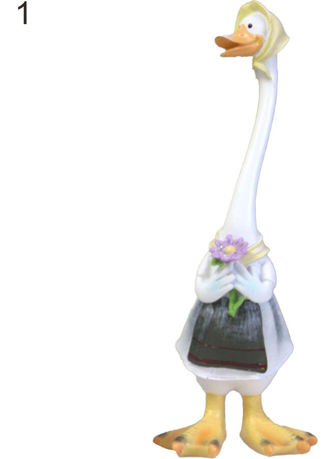 Decorative Mother Duck Figurine White/Yellow/Grey 34x13cm