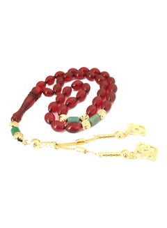 Red Amber Sand Prayer Beads With 18K Gold Plated Beads - v1626507091/N46557818A_1