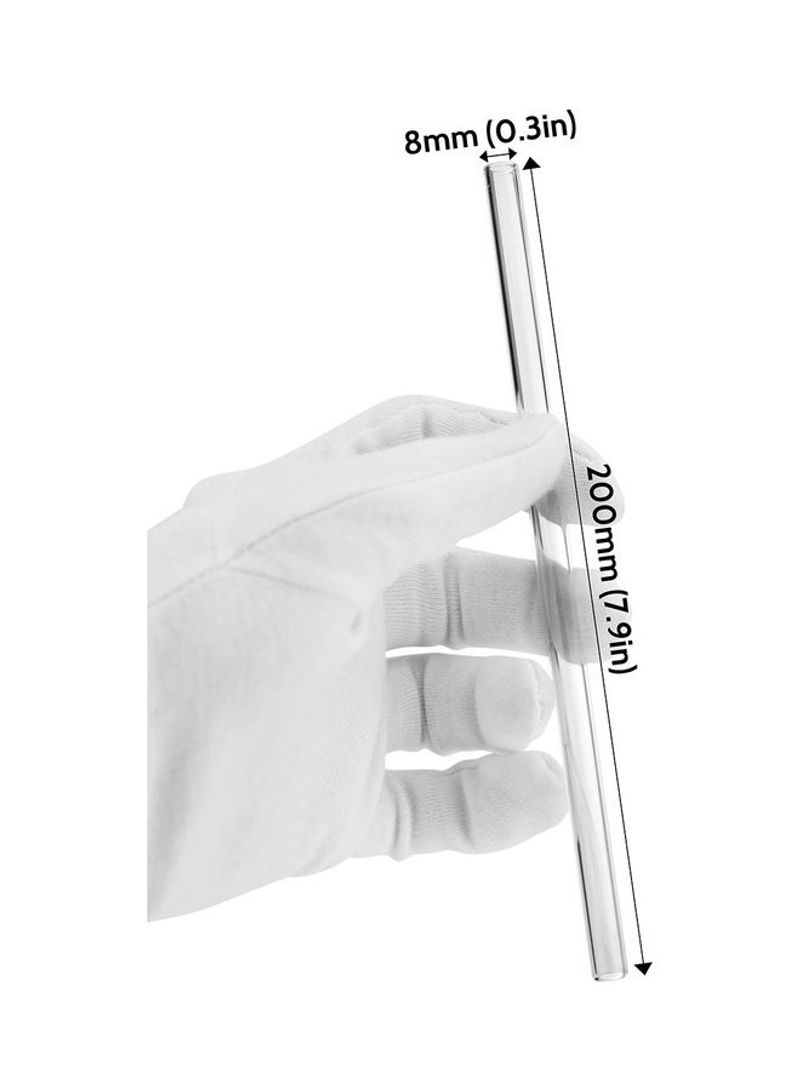 Generic - 4 Pcs Reusable Glass Straws With Cleaning Brush Transparent 20cm - Image 1