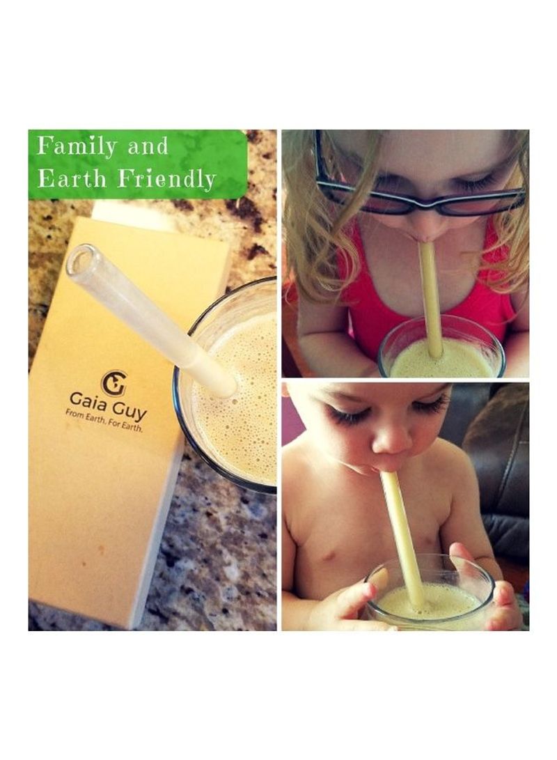 Generic - 4 Pcs Reusable Glass Straws With Cleaning Brush Transparent 20cm - Image 1
