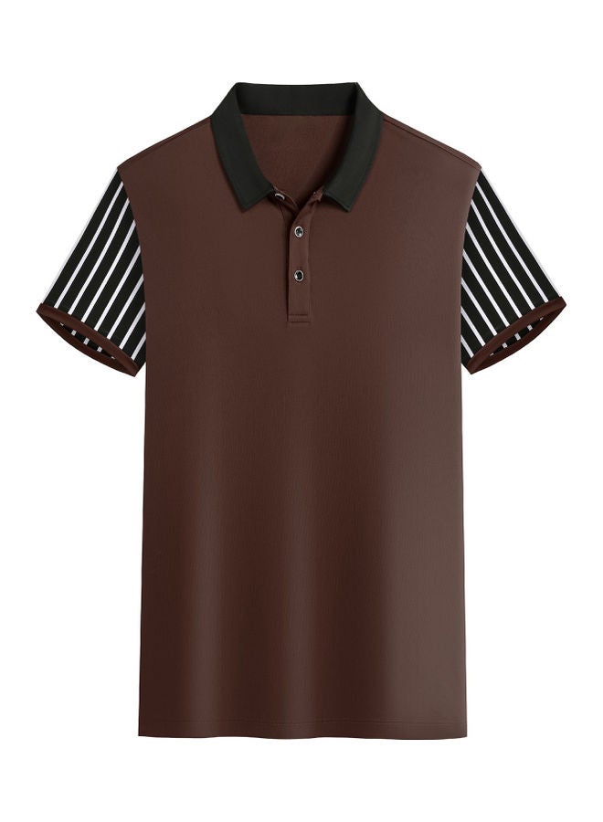 Sweat Absorption Polyester Catering T-Shirt Black/Brown  - Image 1
