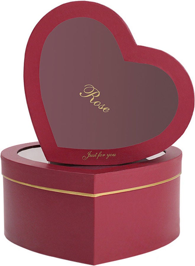 2-Piece Heart Shaped Flower Box Set Wine Red