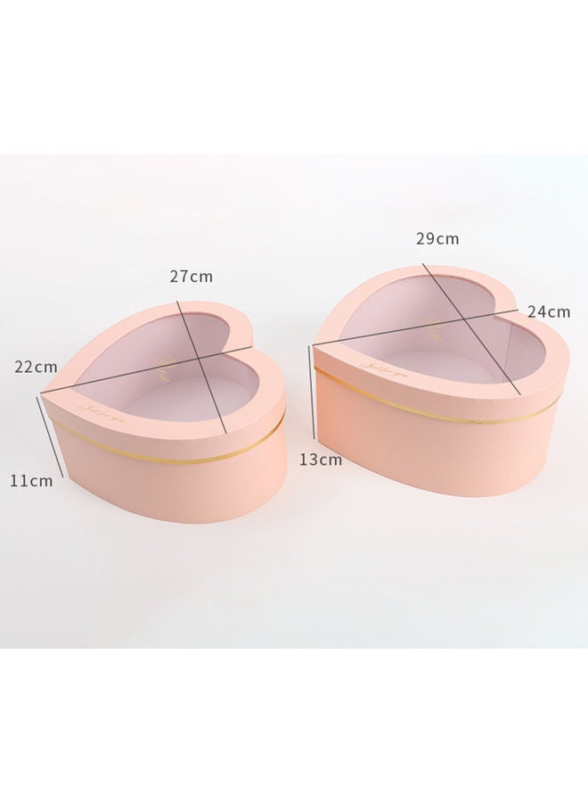 2-Piece Heart Shaped Flower Box Set Pink - Image 4
