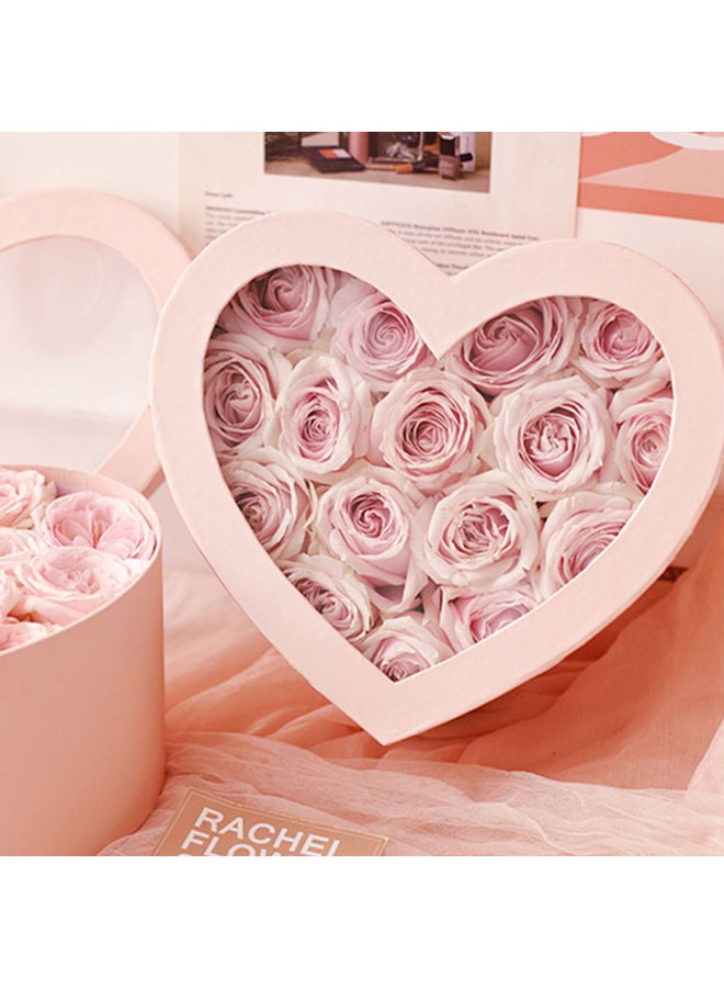 2-Piece Heart Shaped Flower Box Set Pink - Image 2