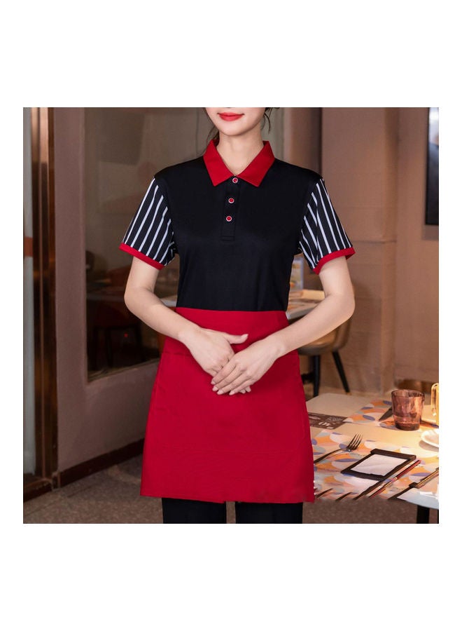 Sweat Absorption Polyester Catering T-Shirt Red/Black  - Image 2