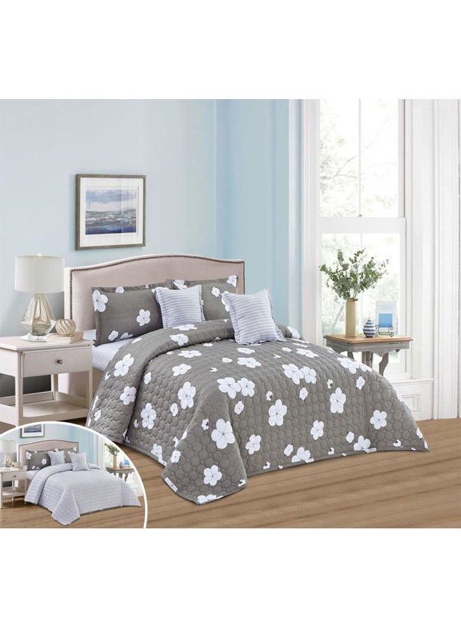 Generic 4-Piece Two Sides Comforter Set Microfiber Grey 170 x 220cm  - Image 1