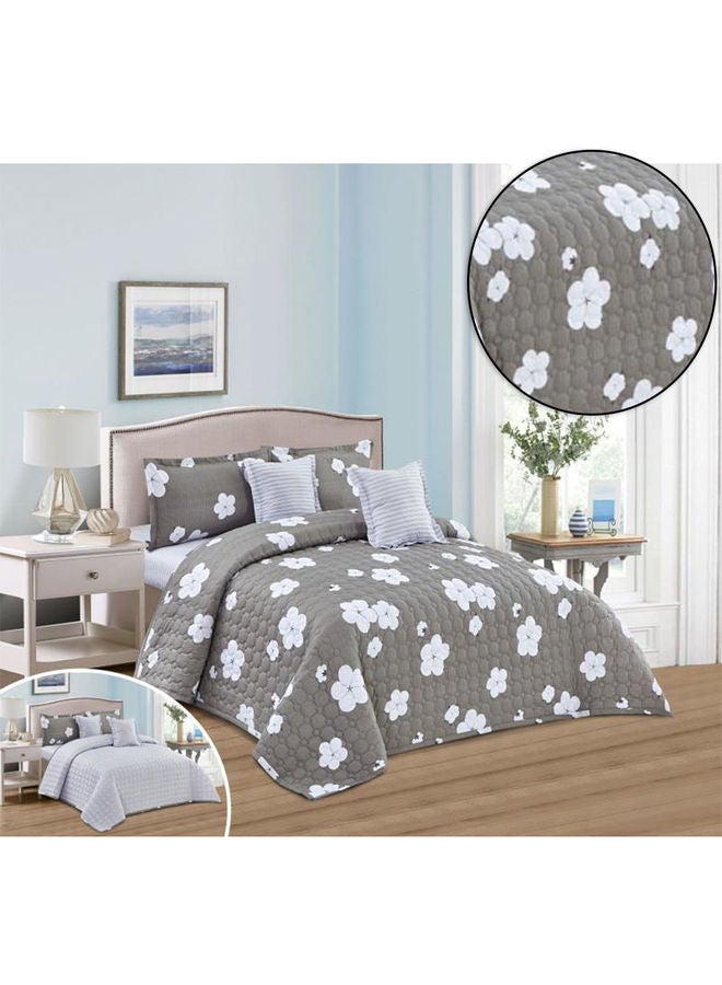 Generic 4-Piece Two Sides Comforter Set Microfiber Grey 170 x 220cm  - Image 2