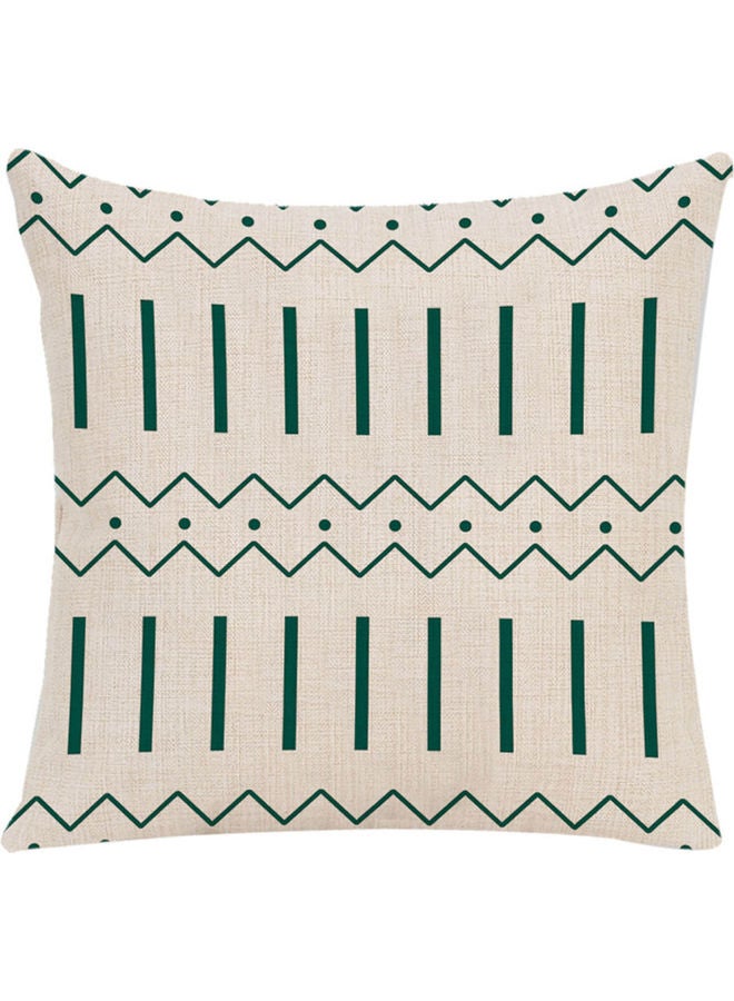 Printed Cushion Cover White/Green 45x45cm