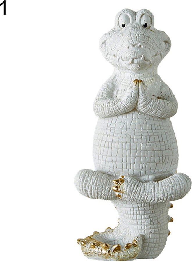 Cute Crocodile Figurine White/Gold - Image 1