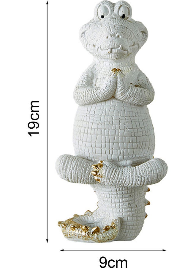 Cute Crocodile Figurine White/Gold - Image 2