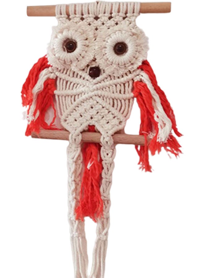 Owl Decor Bohemian Ornament Red/White 20.5x10x3cm - Image 1
