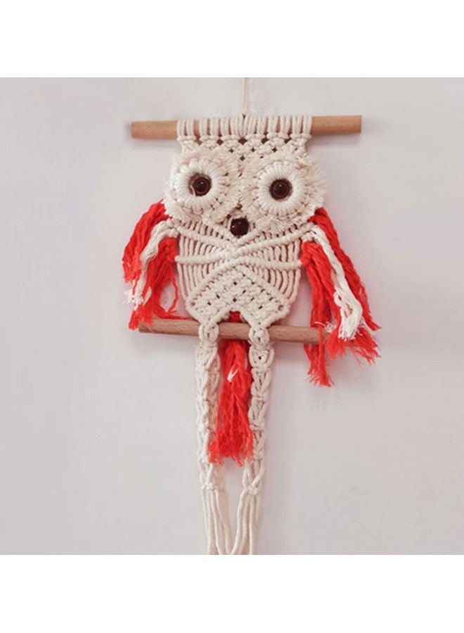 Owl Decor Bohemian Ornament Red/White 20.5x10x3cm - Image 2