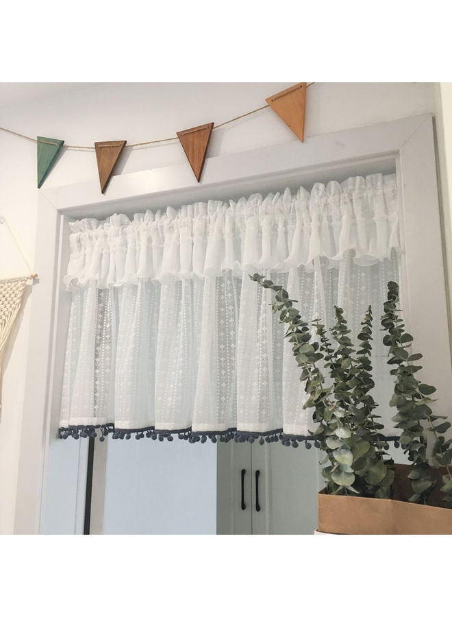 Cotton Short Window Curtain Beige/White  - Image 3