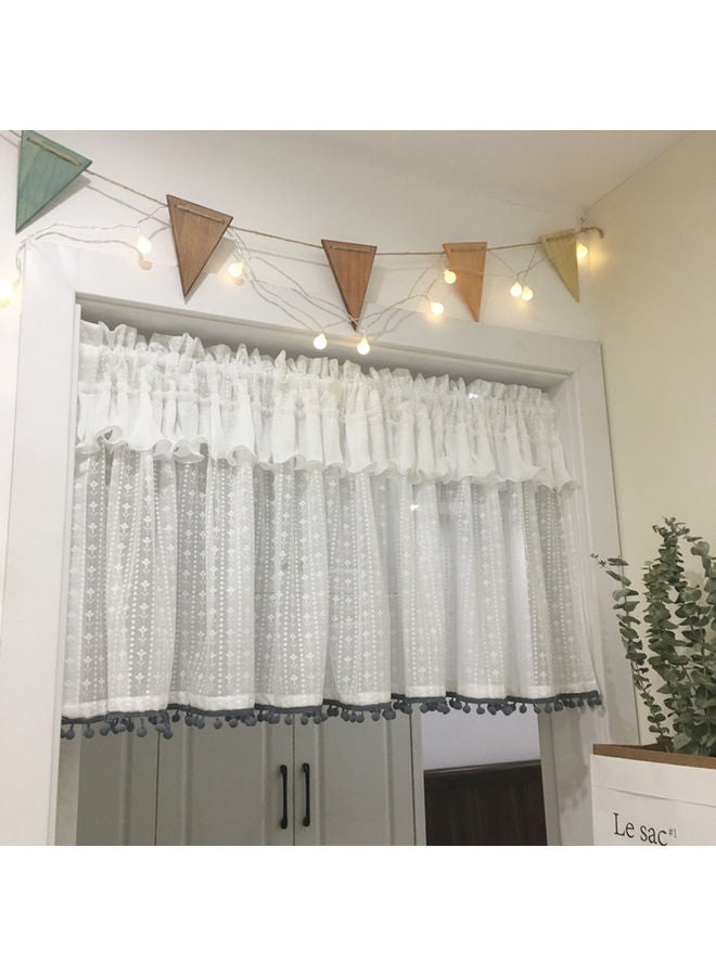 Cotton Short Window Curtain Beige/White  - Image 4