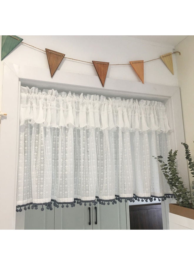 Cotton Short Window Curtain Beige/White  - Image 5