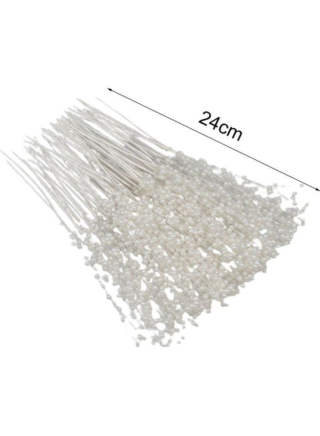 100-Piece Decorative Bead Wire Stems White 24cm - Image 3