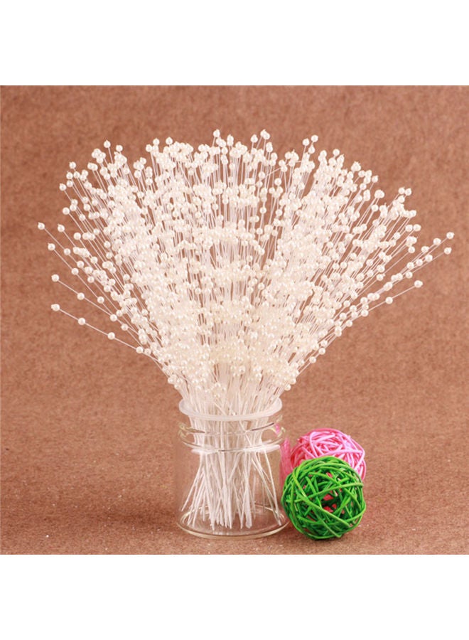 100-Piece Decorative Bead Wire Stems White 24cm - Image 2