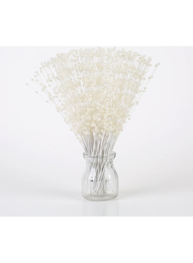 100-Piece Decorative Bead Wire Stems White 24cm - Image 1