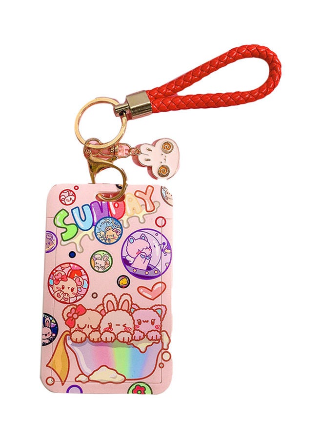 Generic Card Holder Anime Pattern Decorative Acrylic Cartoon Card Badge Holder for Students Red  - Image 1