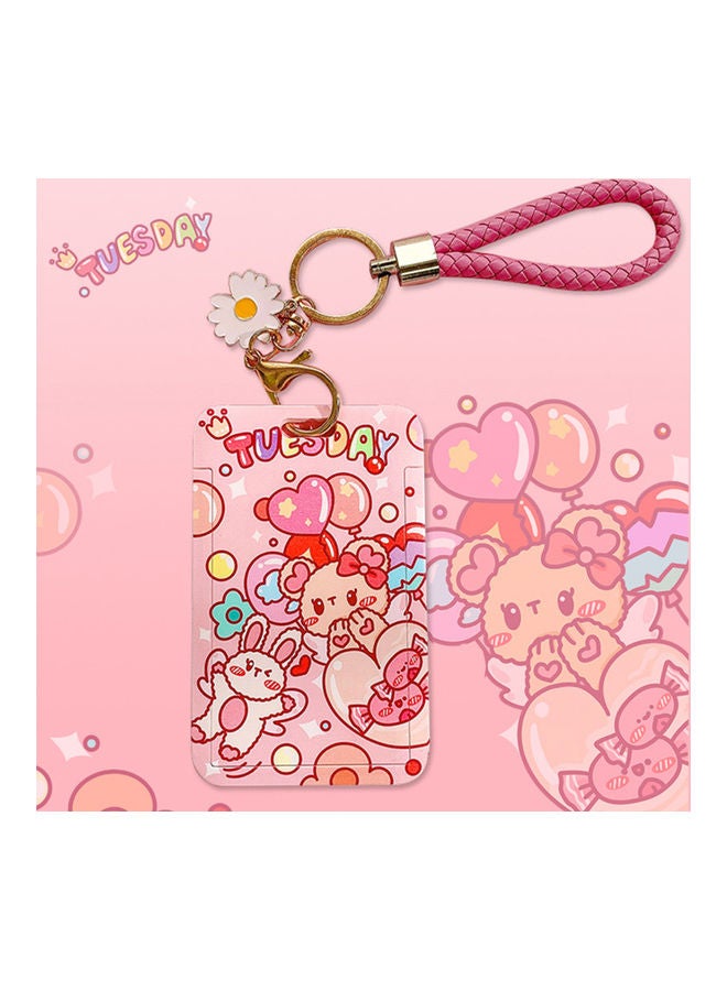 Generic Card Holder Anime Pattern Decorative Acrylic Cartoon Card Badge Holder for Students Red  - Image 4