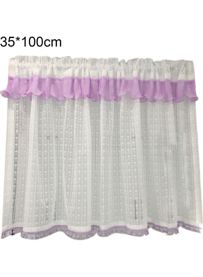 Cotton Short Window Curtain Purple/White  - Image 1