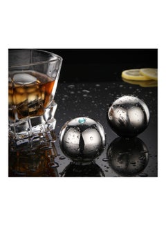 2-Piece Ice Cube Eco-friendly Rapid Cooling Stainless Steel Drink Chiller Ball Silver