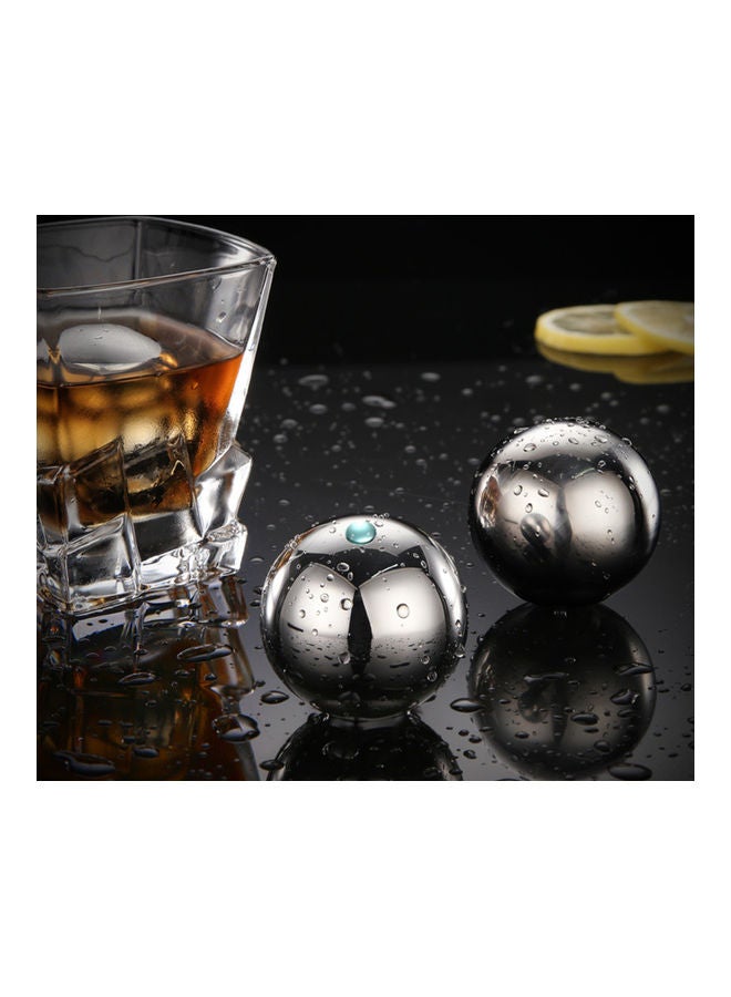 Generic - 2-Piece Ice Cube Eco-friendly Rapid Cooling Stainless Steel Drink Chiller Ball Silver - Image 1