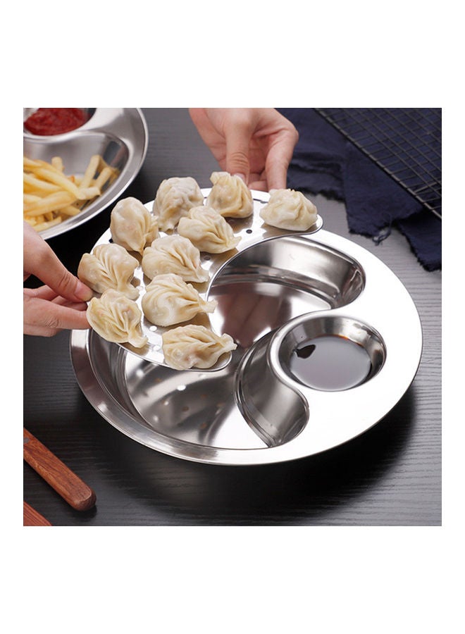 Generic Multifunctional Stainless Steel Dumpling Plate Silver  - Image 2