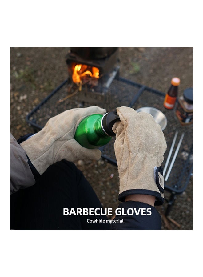 Welding Gloves Reusable Fire Resistant Faux Leather Extremely Soft  for Outdoor Khaki 25x12.5x2.5cm - Image 2