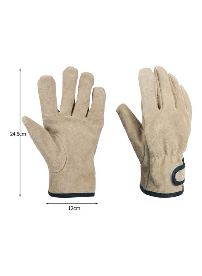 Welding Gloves Reusable Fire Resistant Faux Leather Extremely Soft  for Outdoor Khaki 25x12.5x2.5cm - Image 5