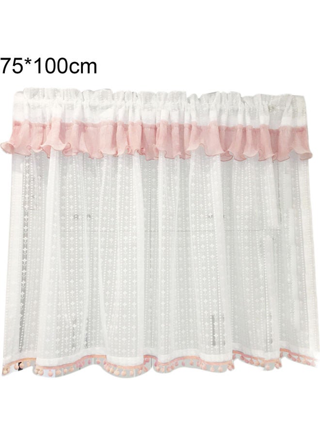 Cotton Short Window Curtain Pink/White - Image 1