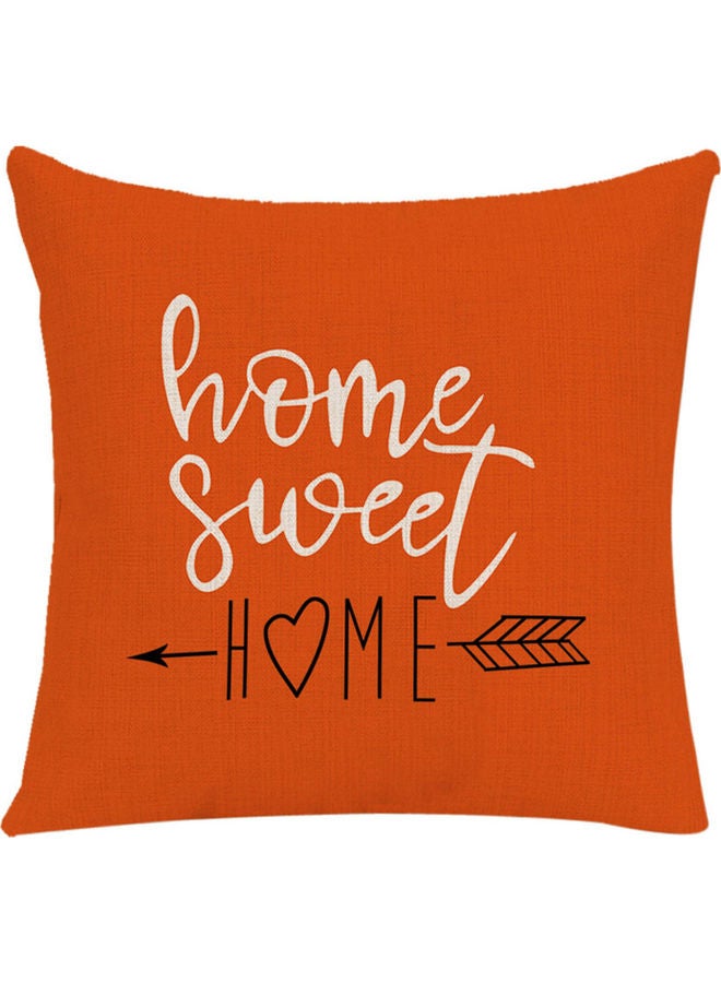 Printed Cushion Cover Orange/White/Black 45x45cm