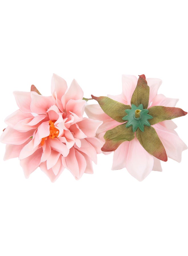10-Piece Decorative Flower Head Set Pink/Green
