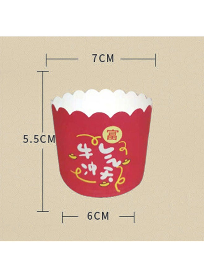 50 Pieces Cupcake Wrappers Eco-friendly Heat Resistant  Baking Cup Liner for Kitchen Red 7x6x15cm - Image 5