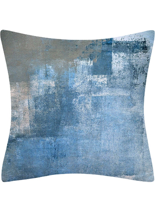 غطاء وسادة من البوليستر مزين بطبعة أزرق/رمادي 45x45سم 