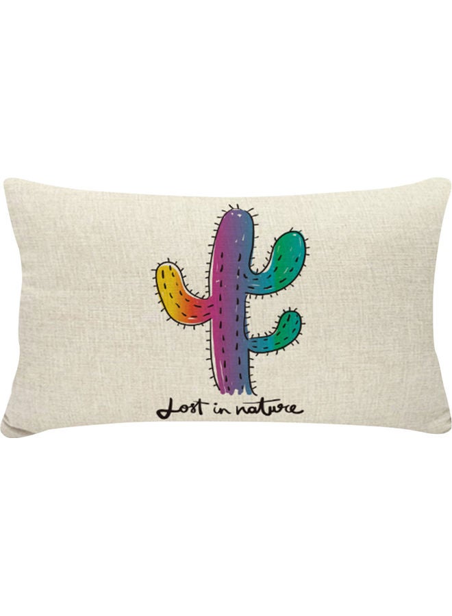 Cactus Printed Cushion Cover White/Green/Blue 50x30cm