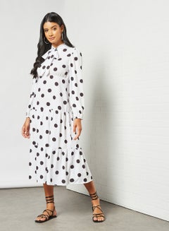 Sivvi x D'Atelier Polka Dot Midi Dress White  - Image 1